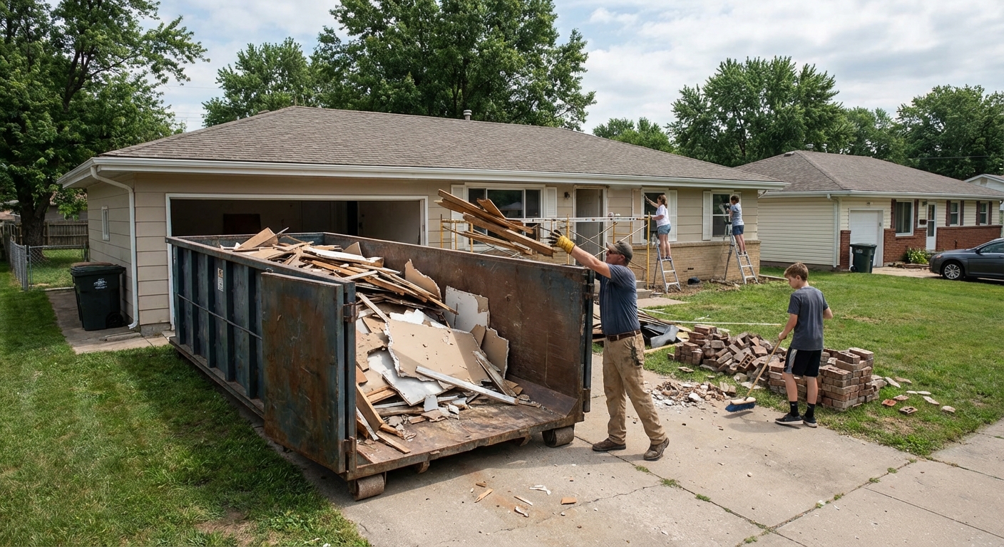 Nixa homeowners using dumpsters for efficient home repair waste removal